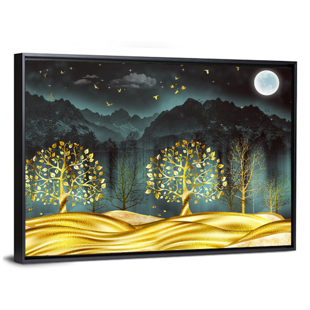 Golden Moon Jungle Landscape Wall Art