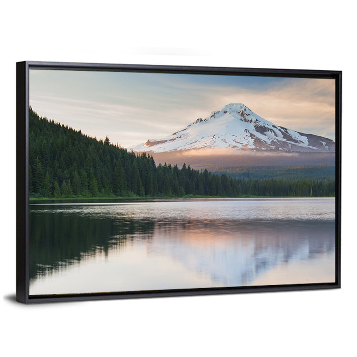 Mount Hood Over Trillium Lake Wall Art as a framed canvas