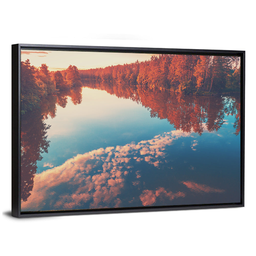 Golden Sunrise Over Reflective Lake Wall Art