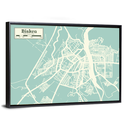 Biskra City Map Wall Art