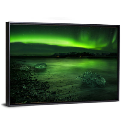 Flash Of Aurora Polaris Above Water Wall Art