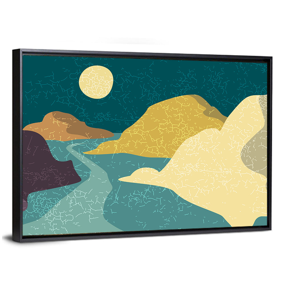 Moonlit Minimalist Mountain Wall Art
