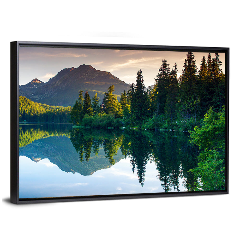 Strbske Pleso Lake at Golden Hour Wall Art