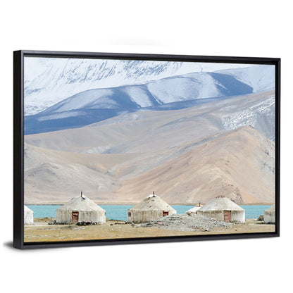 Yurts In Mountain At Karakul Lake Wall Art