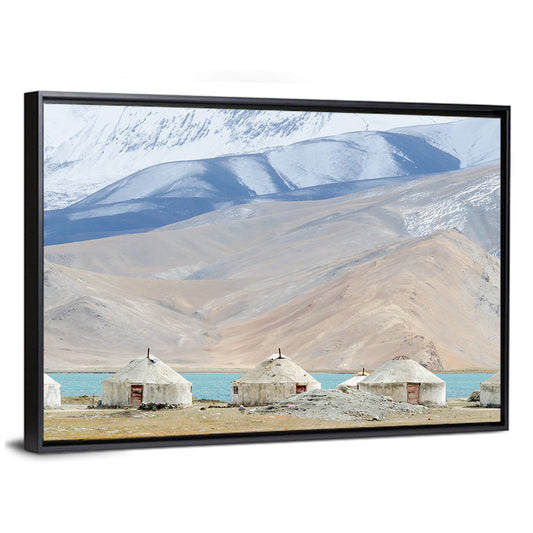 Yurts In Mountain At Karakul Lake Wall Art