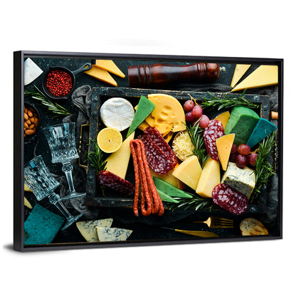 Charcuterie Tray with Wine Glasses Wall Art