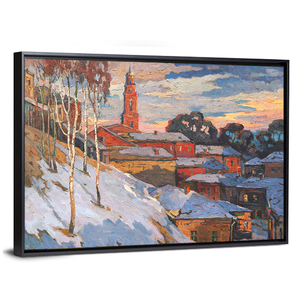Winter Cityscape at Sunset Wall Art