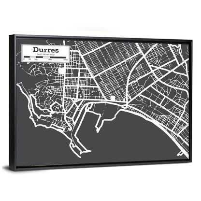 Durres City Map Albania Wall Art
