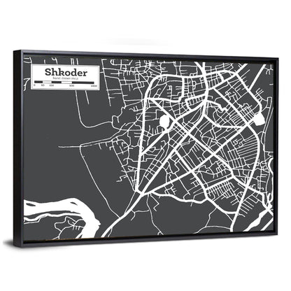 Shkoder City Map Albania Wall Art