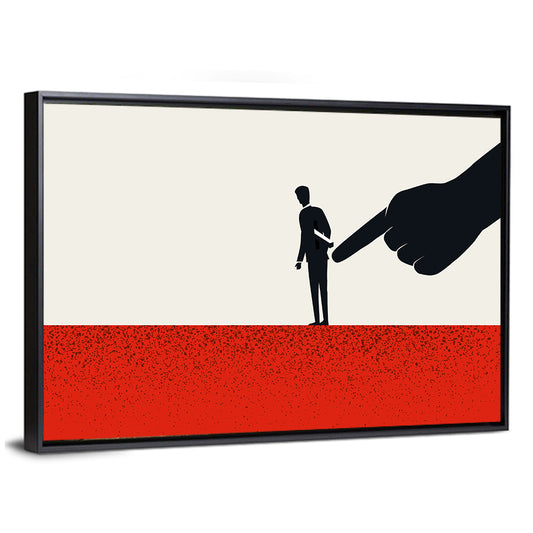 Giant Hand Pointing at Man Wall Art