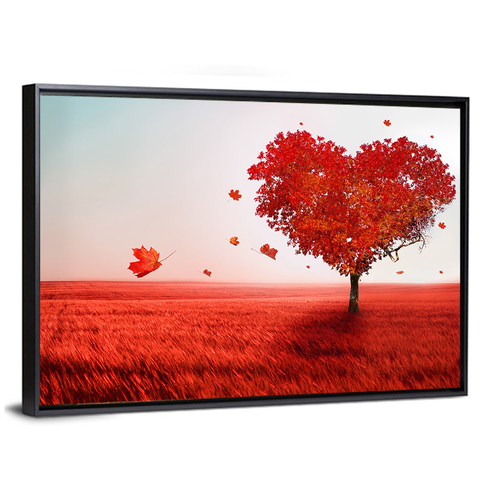 Heart-shaped Tree in Red Field Wall Art