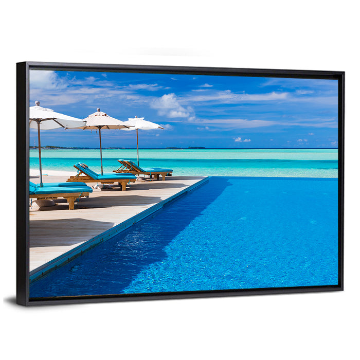 Tropical Infinity Pool Wall Art as a framed canvas
