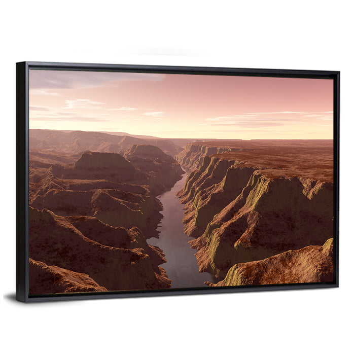 Death Canyon Aerial View Wall Art as a framed canvas
