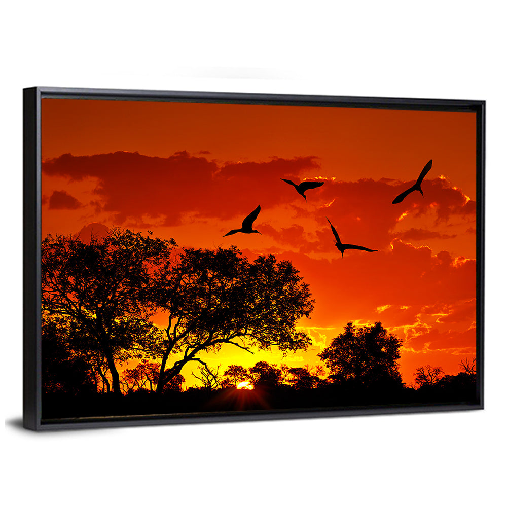 African Sunset Silhouette Wall Art