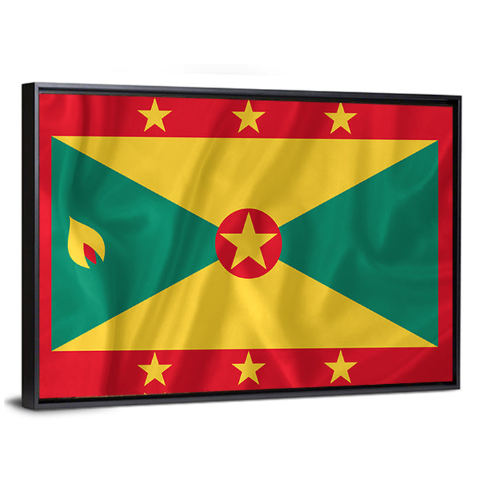 Grenada National Flag Wall Art as a framed canvas