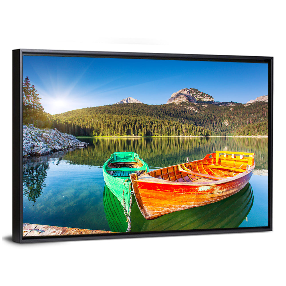 Boats at Black Lake Montenegro Wall Art