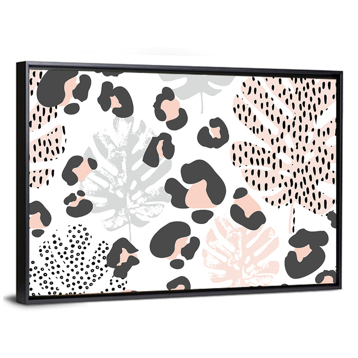 Tropical Leaves Pattern Wall Art as a framed canvas