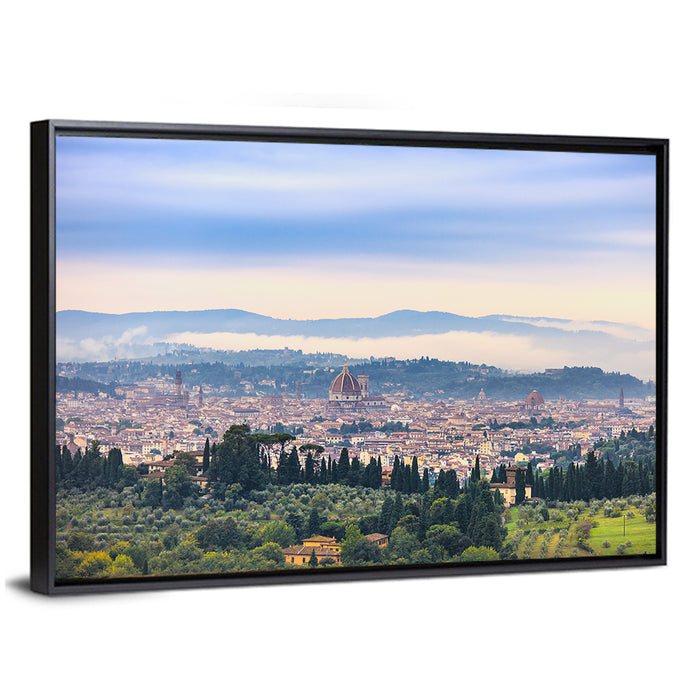 Florence Cathedral Dome View Wall Art as a framed canvas