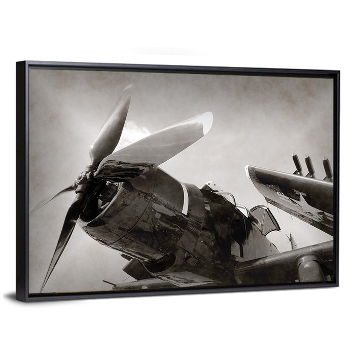 Navy Fighter Plane Wall Art as a framed canvas