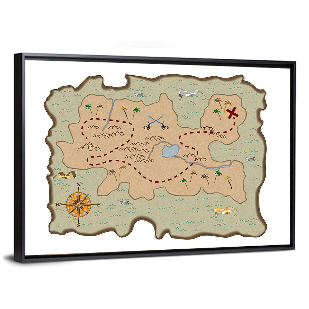 Pirate Treasure Map Wall Art