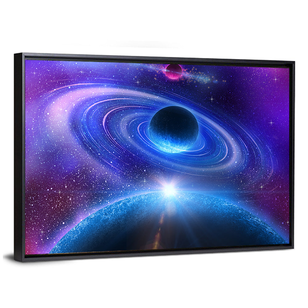 Starburst Over Ringed Planet Wall Art