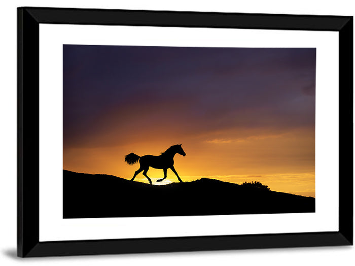 Running Horse Silhouette Wall Art as a framed print