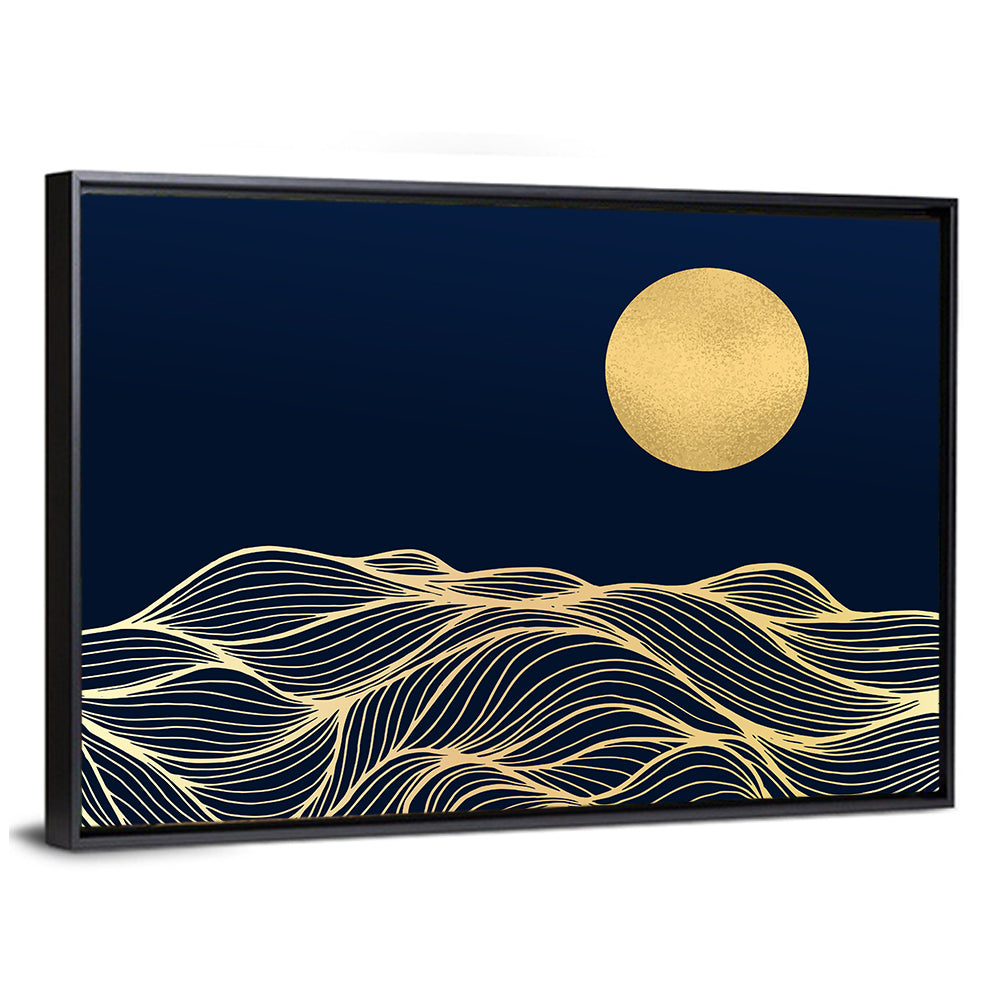 Gold Moon Minimal Seascape Wall Art