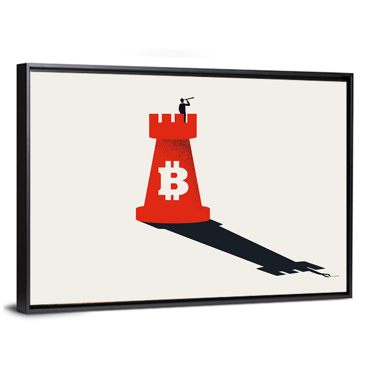Rook Tower with Bitcoin Emblem Wall Art