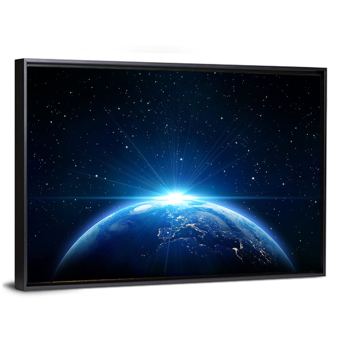 Planet Earth from Orbit Wall Art as a framed canvas