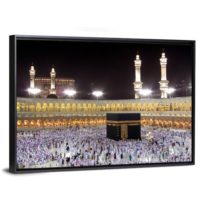 Night Gathering at the Kaaba Wall Art as a framed canvas