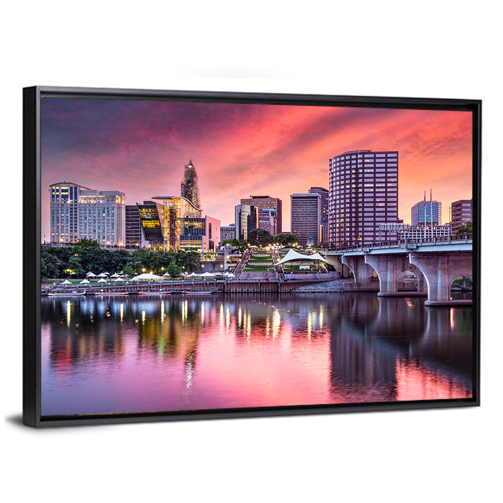 Hartford Skyline at Sunset Wall Art