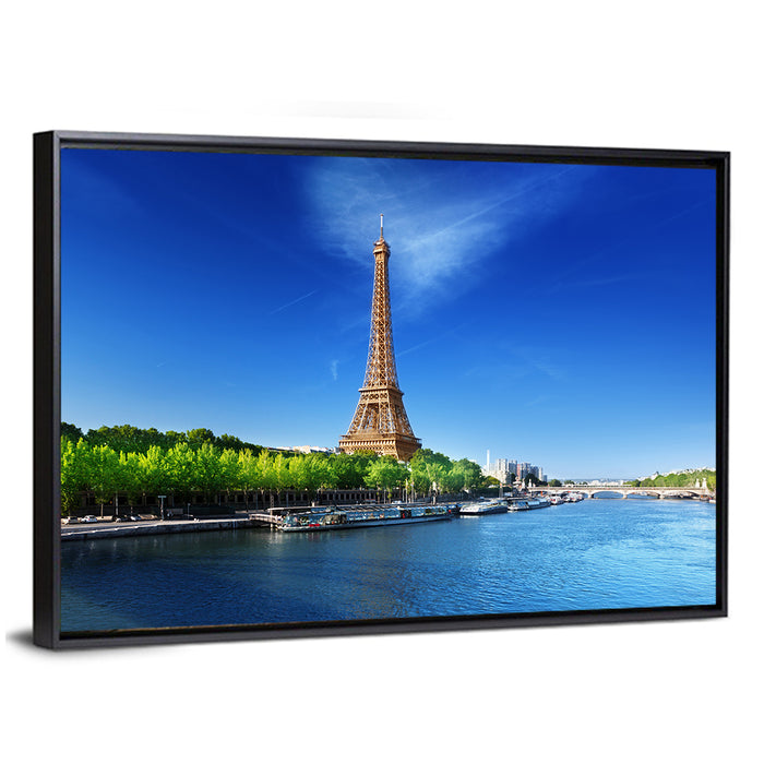 Seine and Eiffel Tower, Paris Wall Art as a framed canvas
