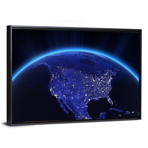 USA City Lights At Night Wall Art