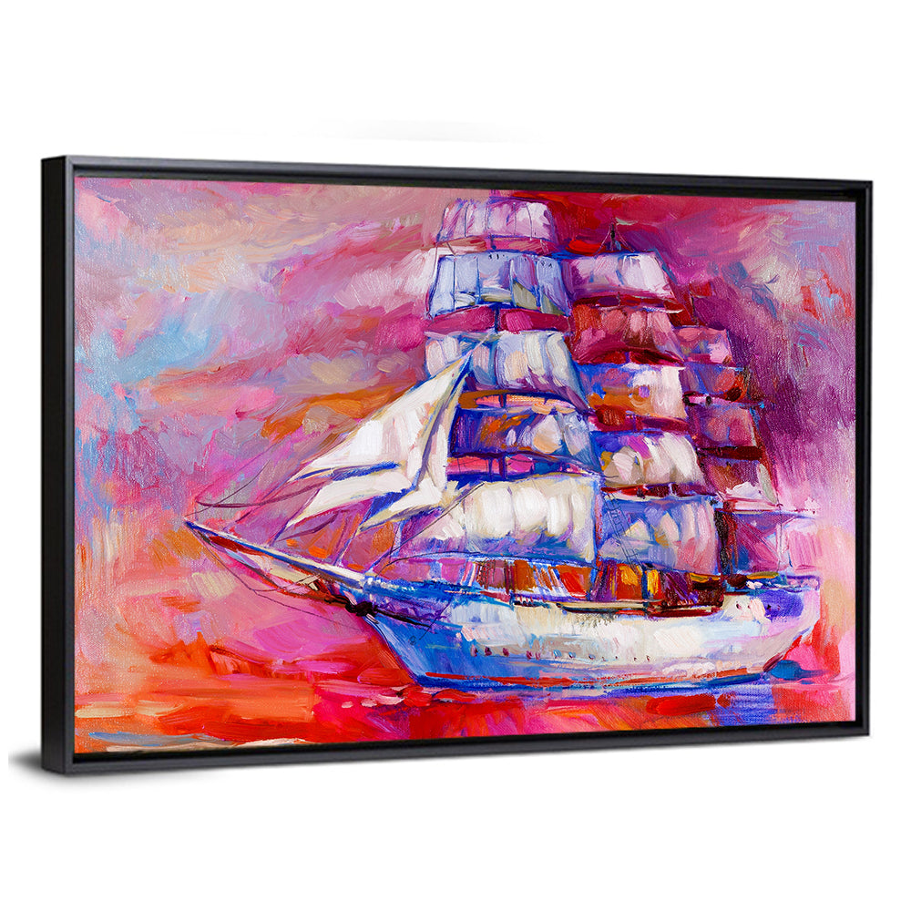 Colorful Tall Ship at Sea Wall Art