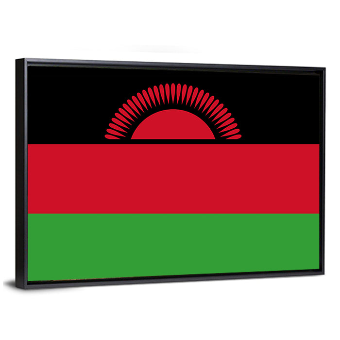 Malawi National Flag Wall Art as a framed canvas