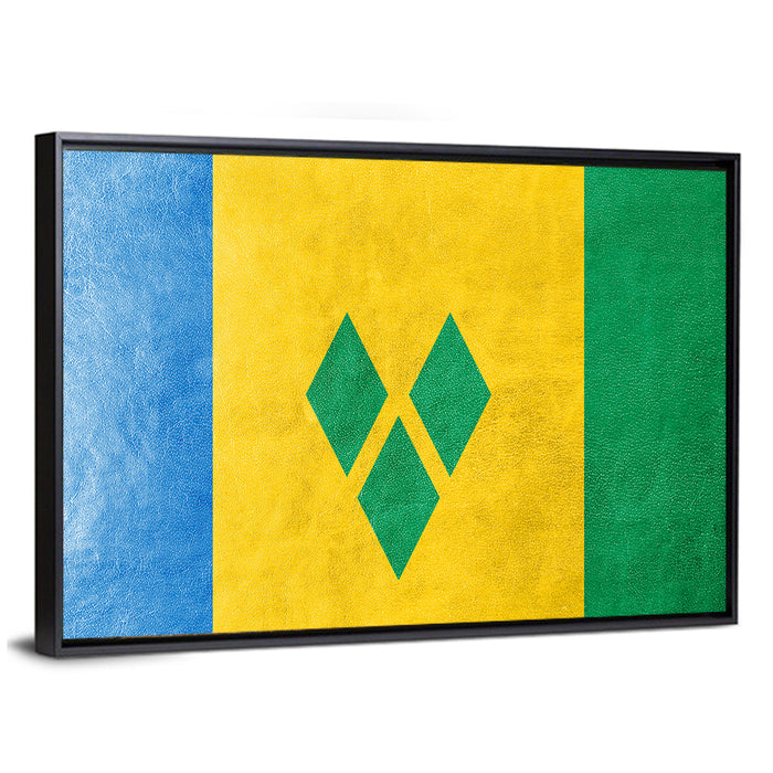 Saint Vincent and the Grenadines National Flag Wall Art as a framed canvas