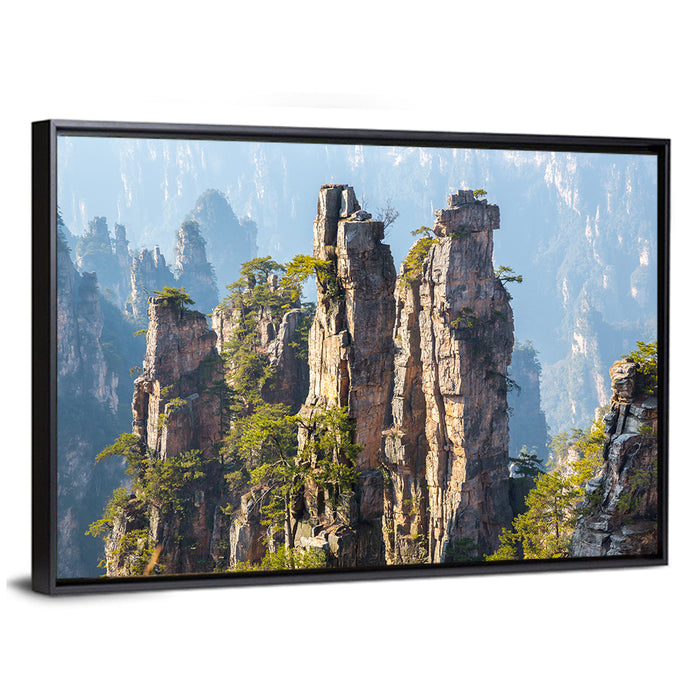 Zhangjiajie Sandstone Pillars Wall Art as a framed canvas