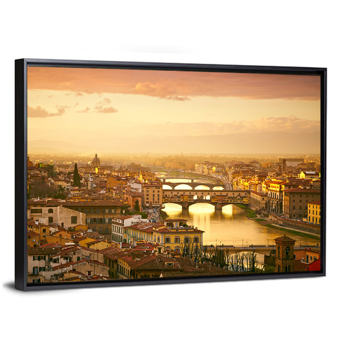 Ponte Vecchio at Sunset Wall Art as a framed canvas