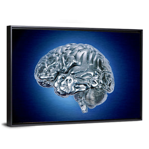 Chrome Brain Profile Wall Art
