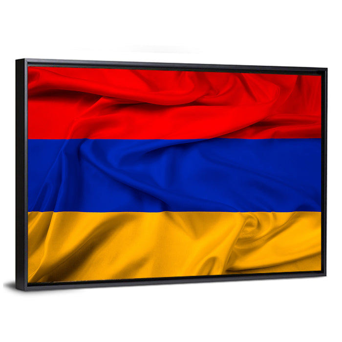 Waving Armenian Flag Wall Art as a framed canvas