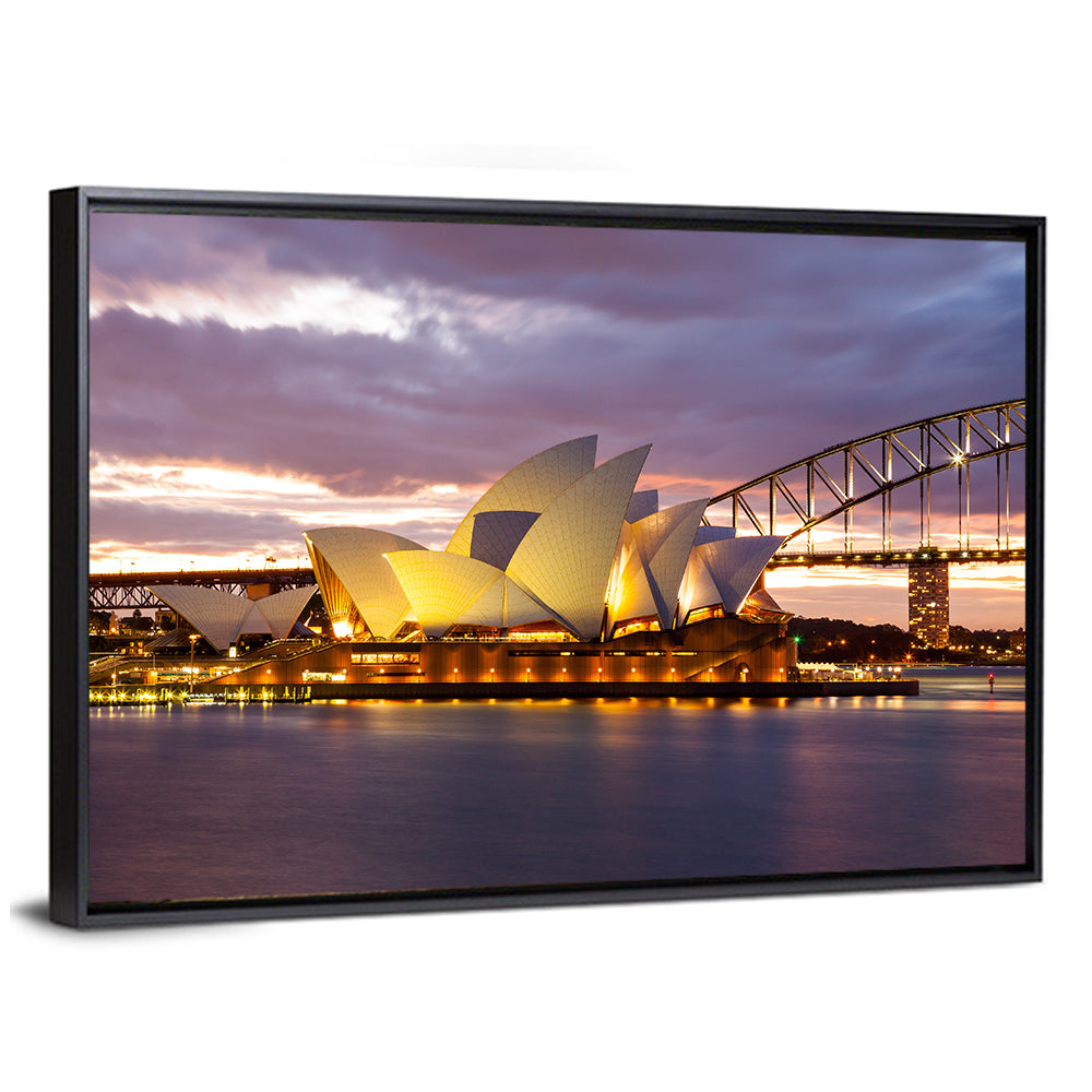 Sydney Opera House at Dusk with Harbour Bridge Wall Art