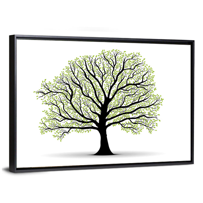Deciduous Tree Silhouette Wall Art as a framed canvas