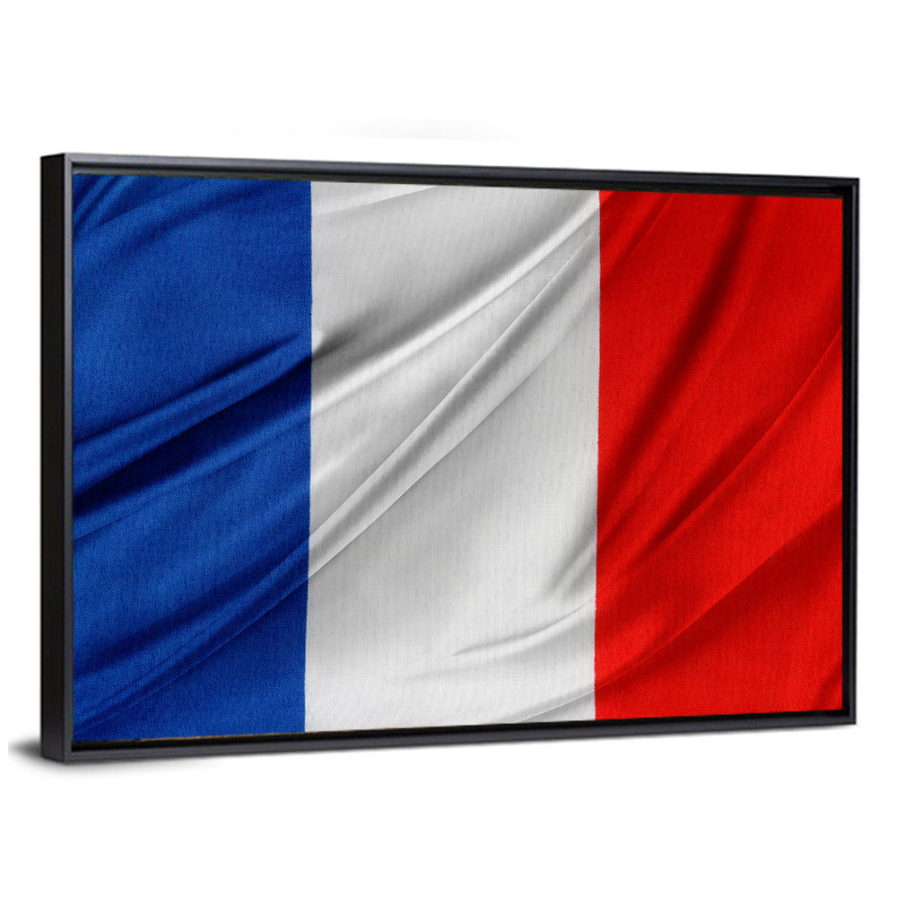 French Flag Tricolor with Folded Texture Wall Art