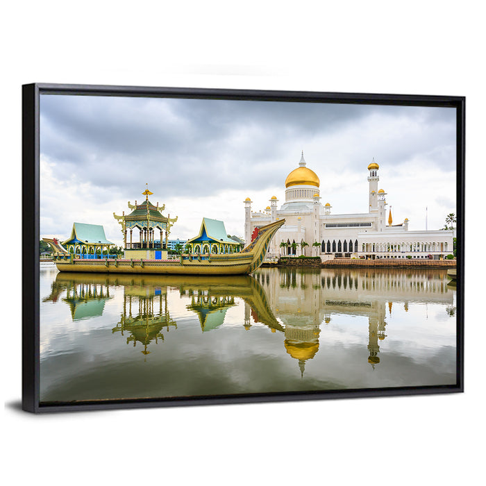 Sultan Omar Ali Saifuddin Mosque Wall Art as a framed canvas