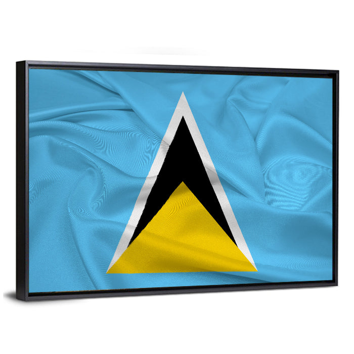Saint Lucia Flag Geometric Design Wall Art as a framed canvas