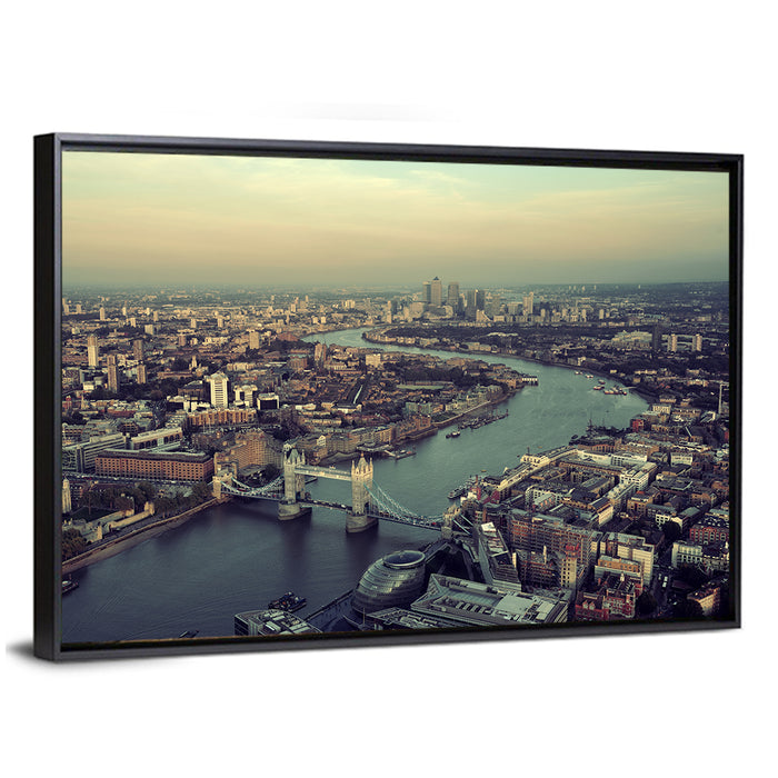 Aerial View of Tower Bridge Wall Art as a framed canvas