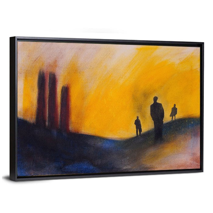 Surreal Hilly Silhouettes Wall Art as a framed canvas