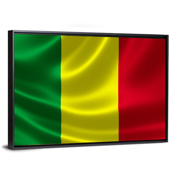 Mali Flag with Waving Fabric Texture Wall Art as a framed canvas