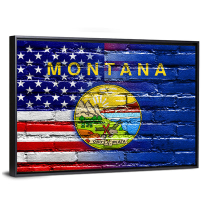 USA & Montana State Flag Wall Art