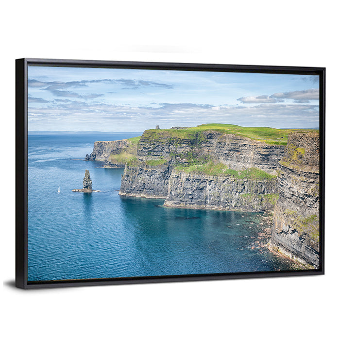 Cliffs of Moher Sea Stack Wall Art as a framed canvas